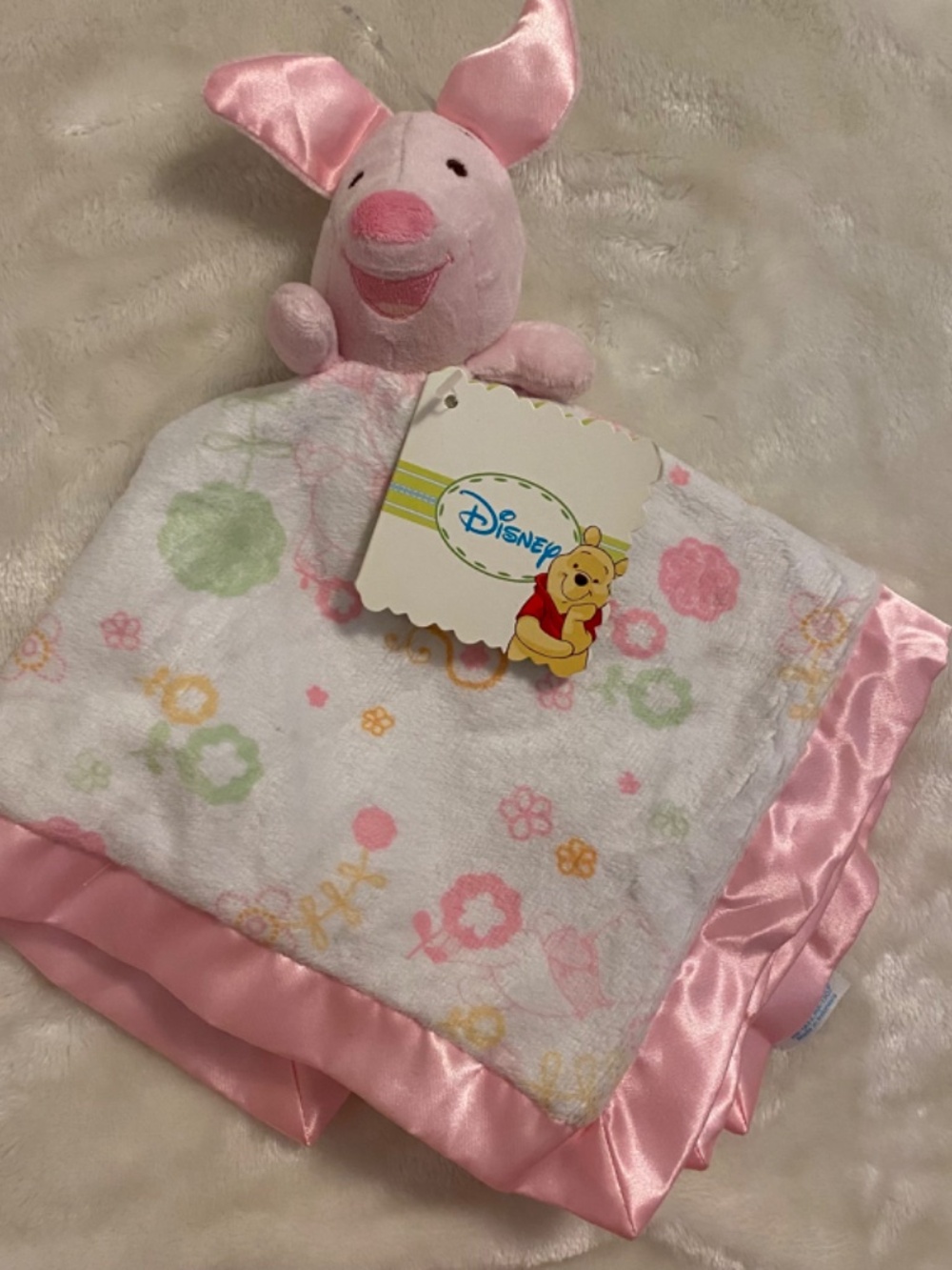 New Winnie the Pooh Piglet Pig Disney Plush Baby Security Blanket Lovey (2009)